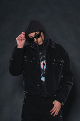 Vicious Embellished Denim Piercing Jacket - Vintage Black