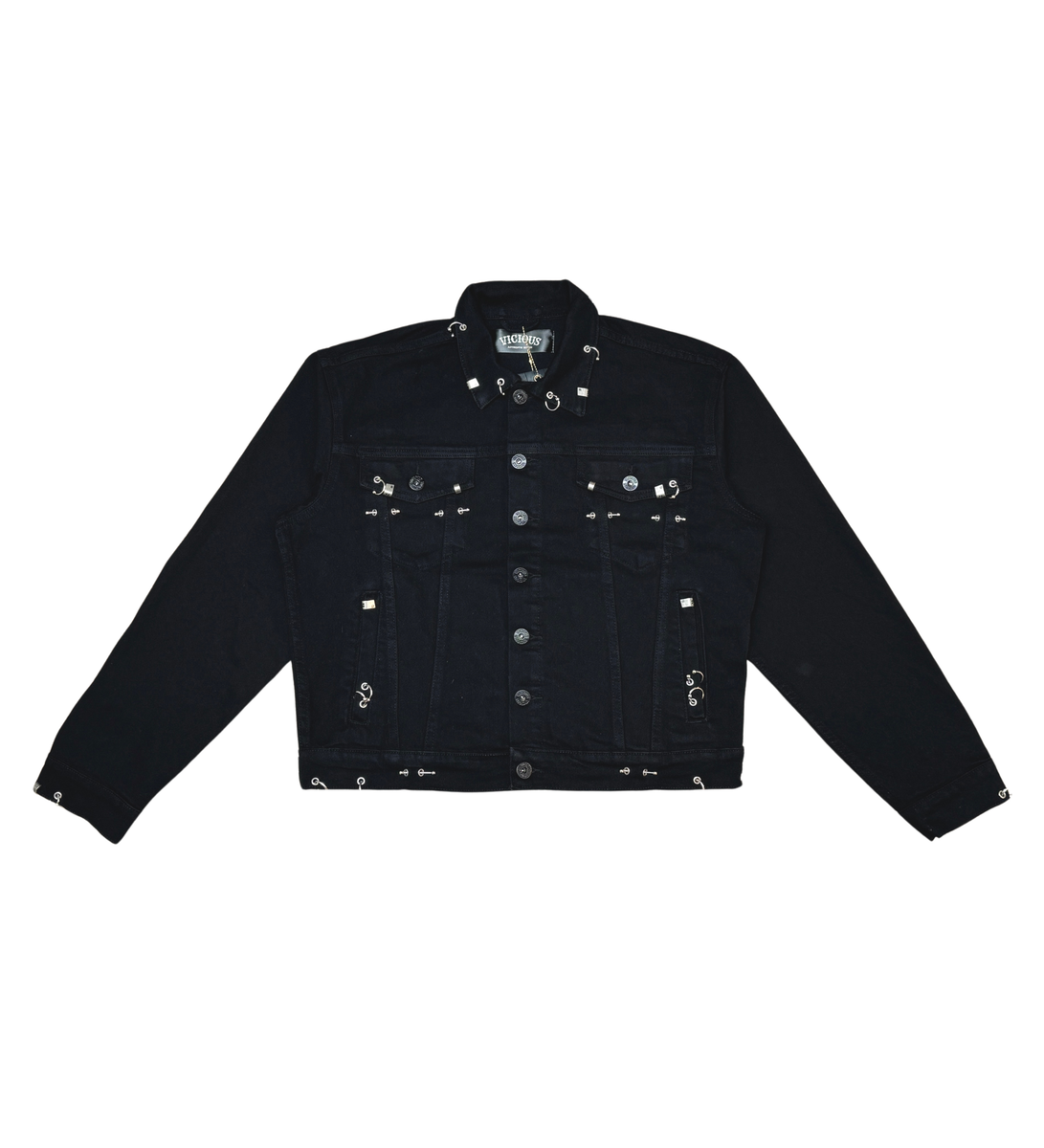 Vicious Embellished Denim Piercing Jacket - Vintage Black
